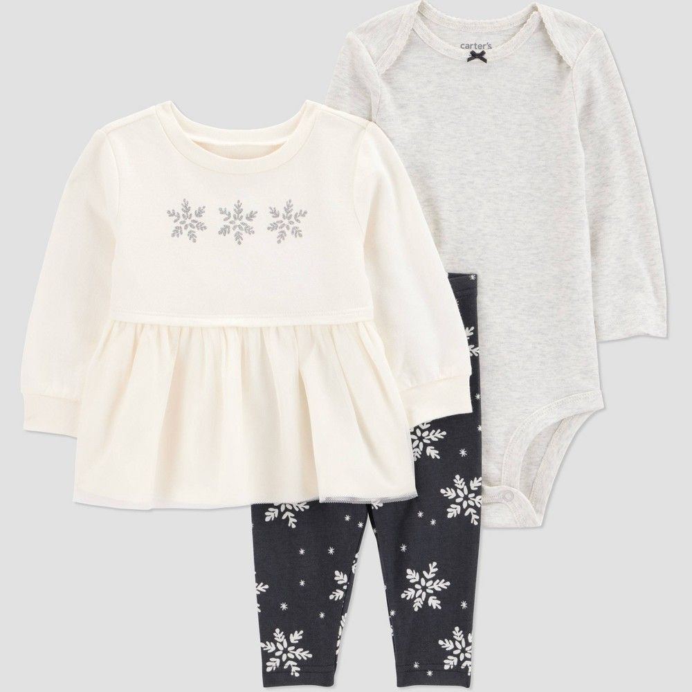 Baby Girls 6 month Carter's 3-Piece Snowflake Outfit - NWT